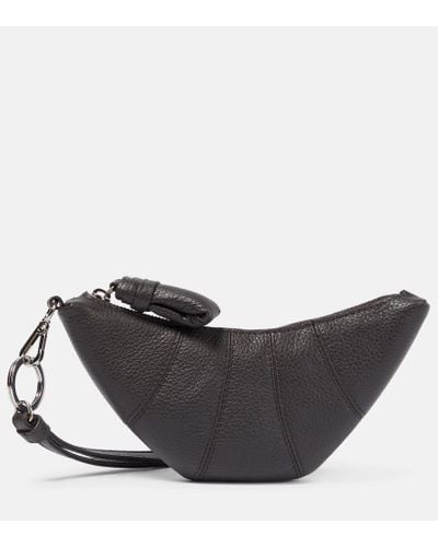 Lemaire Croissant Leather Coin Purse With Strap - Black