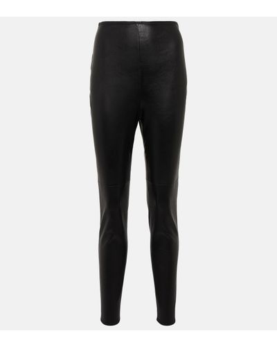 Prada Pantalon skinny a taille haute en cuir - Noir