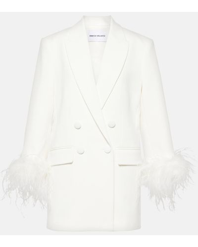 Rebecca Vallance Bridal Evelyn Feather-trimmed Blazer - White