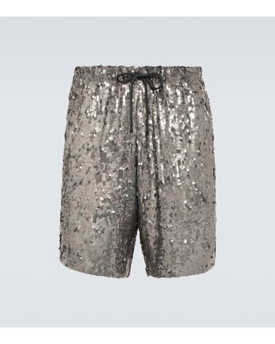 Dries Van Noten Shorts con paillettes - Grigio
