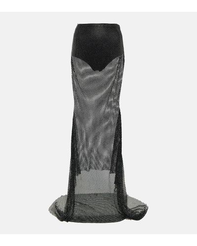 GIUSEPPE DI MORABITO Crystal-embellished Mesh Maxi Skirt - Black