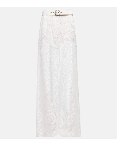 Zimmermann Embroidered High-rise Wide-leg Trousers - White