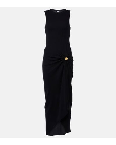 Loewe Pebble Gathered Cotton-blend Midi Dress - Black