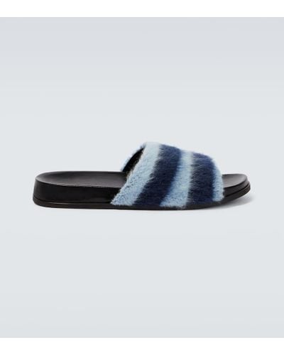 Marni Fussbett Striped Slides - Blue
