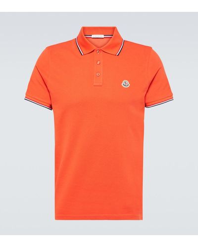 Moncler Cotton Pique Polo Shirt - Orange