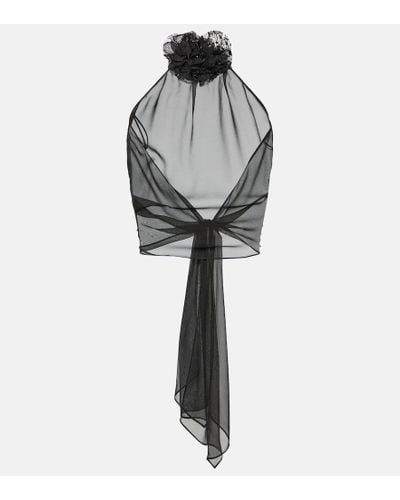Dolce & Gabbana Top in chiffon di misto seta - Nero