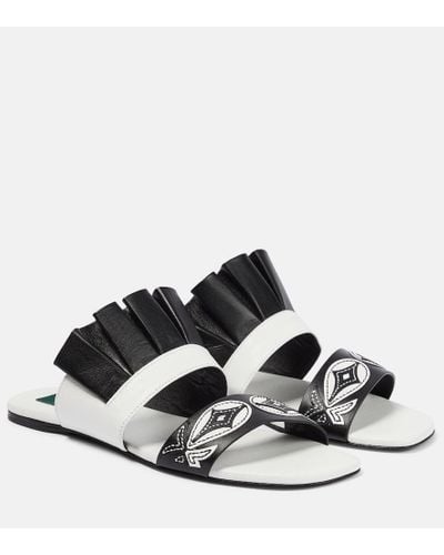 Emilio Pucci Bestickte Sandalen aus Leder - Weiß