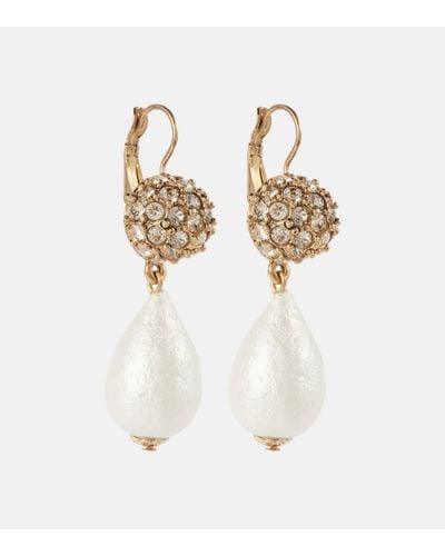 Oscar de la Renta Pendientes colgantes Silk de perlas con cristales - Blanco