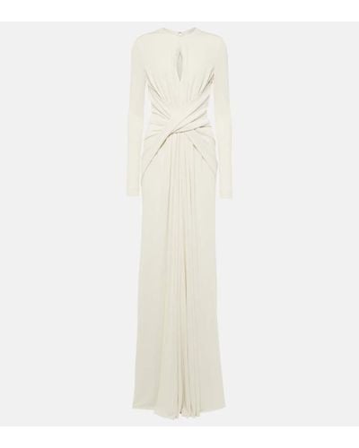 Elie Saab Gathered Cutout Jersey Gown - White