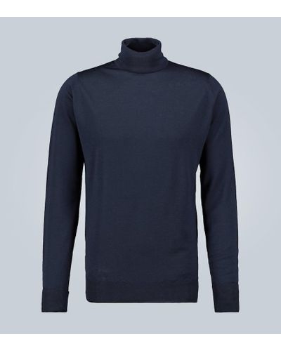 John Smedley Richards Wool Turtleneck Sweater - Blue
