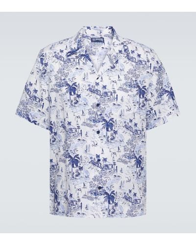 Vilebrequin Charli Printed Linen Bowling Shirt - Blue