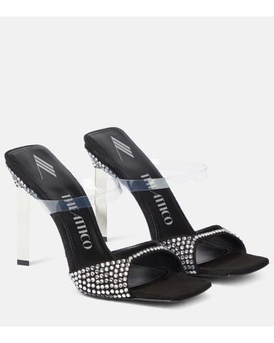 The Attico Adele Embellished Suede And Pvc Sandals - Black