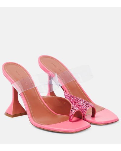 AMINA MUADDI Verzierte Sandalen Paloma aus Leder - Pink