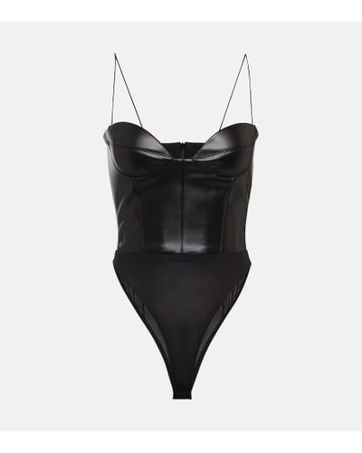 Alex Perry Halston Faux Leather Bodysuit - Black