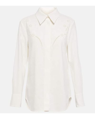 Chloé Camisa en crepe de china con bordado - Blanco