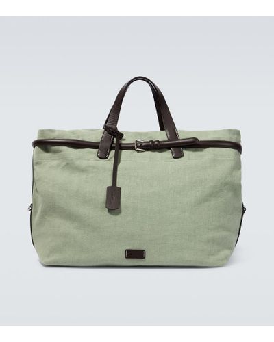 Giorgio Armani Leather-trimmed Canvas Tote Bag - Green