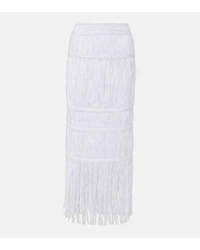 Jonathan Simkhai Yarra Fringed Cotton Midi Skirt - White