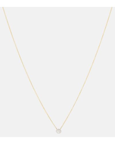 STONE AND STRAND Dainty Mirror Ball 10kt Gold Necklace With Diamonds - White
