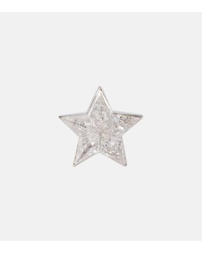 Maria Tash Einzelner Ohrring Invisible Set Diamond Star Stud aus 18kt Weissgold mit Diamanten - Weiß