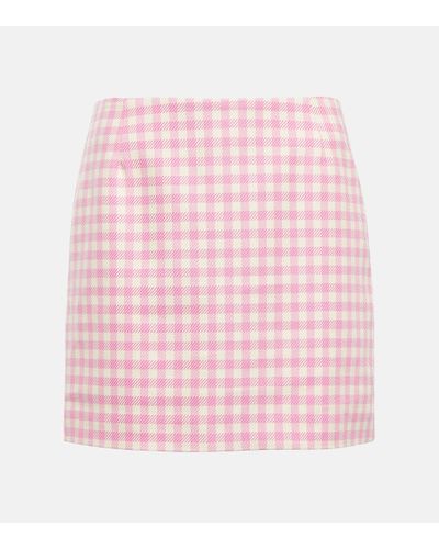 Ami Paris Gingham Cotton And Wool Miniskirt - Pink