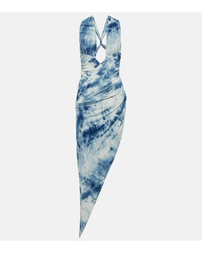 Alexandre Vauthier Printed Cut-out Midi Dress - Blue