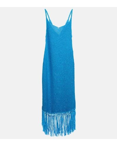 Alanui Sunset At The Beach Cotton Knit Dress - Blue