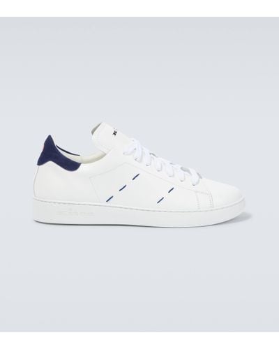 Kiton Stitched Leather Trainers - White