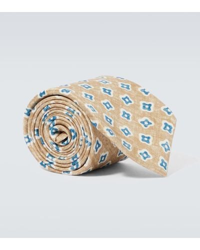 Kiton Jacquard Silk Tie - White