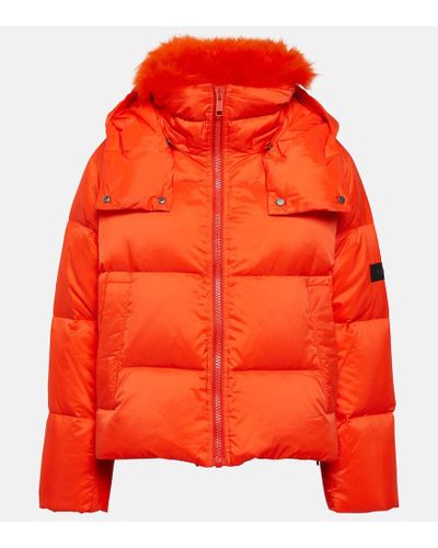Yves Salomon Shearling-trimmed Hooded Down Jacket - Orange