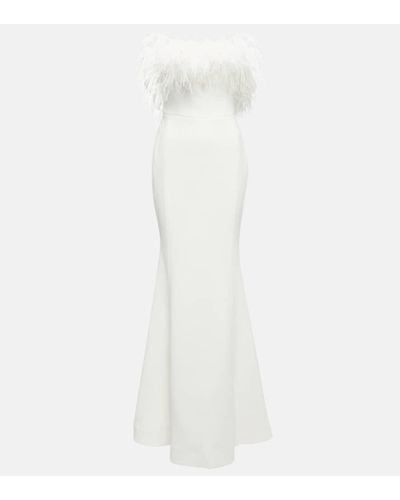Rebecca Vallance Bridal vestido largo Grace con plumas - Blanco