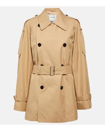 Burberry Cotton Gabardine Trench Coat - Natural