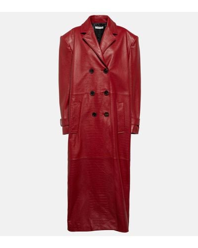 Alessandra Rich Manteau oversize en cuir embosse - Rouge