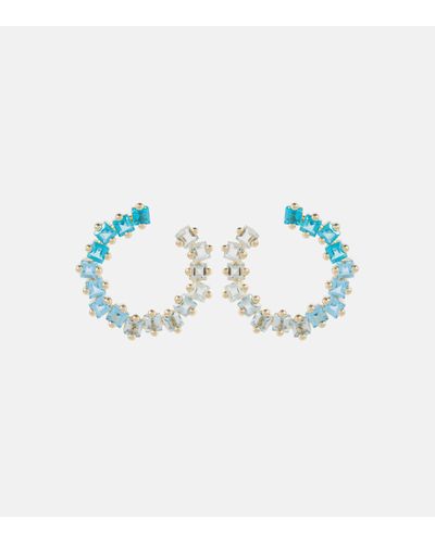 Suzanne Kalan Sideways Spiral 14kt Gold Earrings - Blue