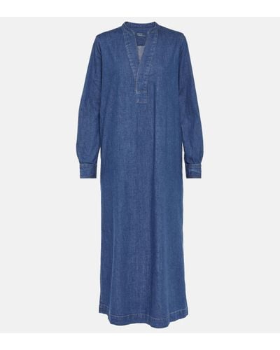 Polo Ralph Lauren V-neck Relaxed-fit Denim Midi Dress - Blue