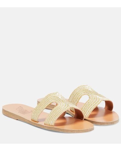 Ancient Greek Sandals Kentima Striped Metallic Sandals - Natural