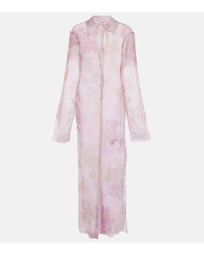 Acne Studios Printed Cotton And Silk Chiffon Midi Dress - Pink