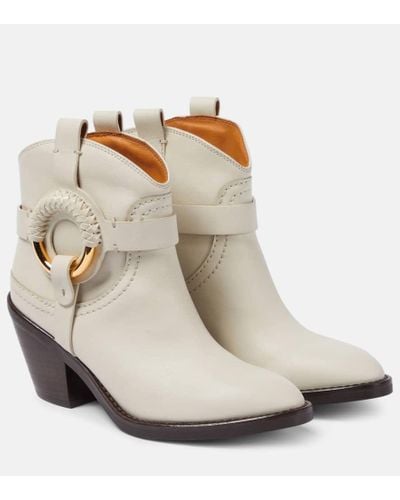 See By Chloé Hana Leather Ankle Boots - Natural