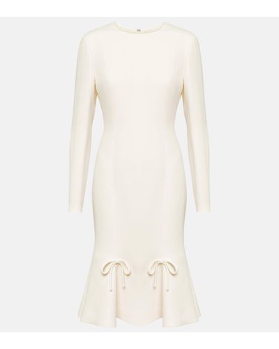 Valentino Robe midi en crepe de laine et soie - Neutre