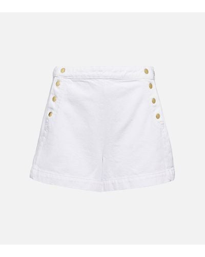 FRAME Sailor Snap High-rise Denim Shorts - White
