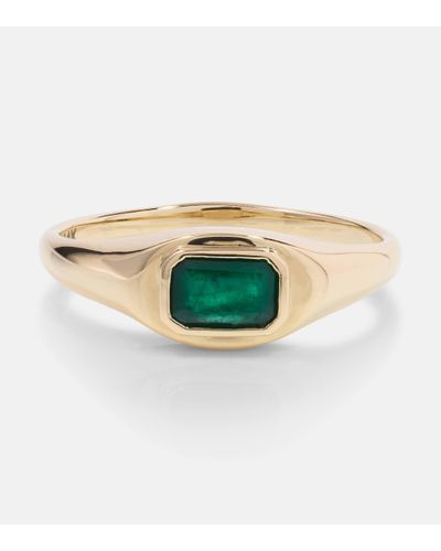 STONE AND STRAND Green With Envy 14kt Gold Ring With Emeralds - Natural