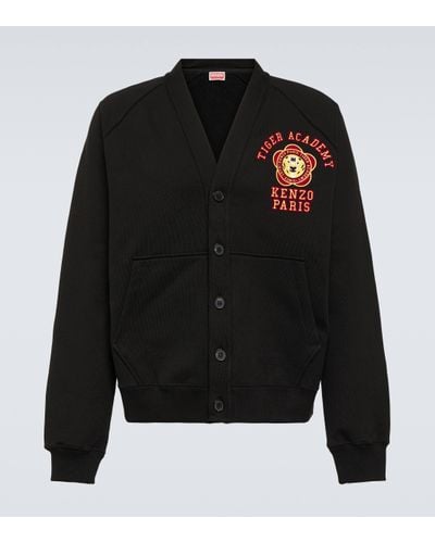 KENZO Cardigan en coton a logo - Noir