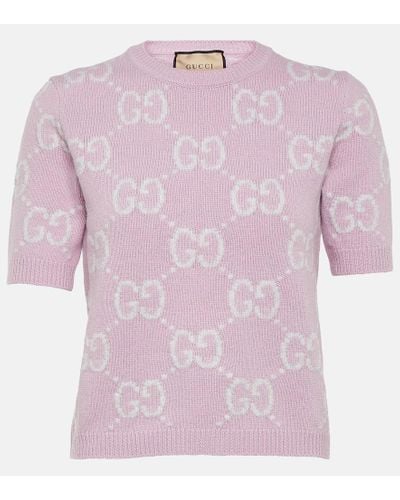 Gucci Top GG aus Wolle - Pink