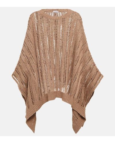 Brunello Cucinelli Linen, Cotton And Silk Poncho - Multicolor