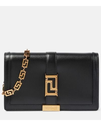 Versace Greca Goddess Leather Shoulder Bag - Black