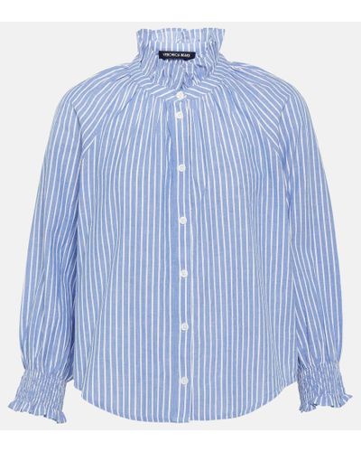 Veronica Beard Calisto Striped Cotton-blend Shirt - Blue