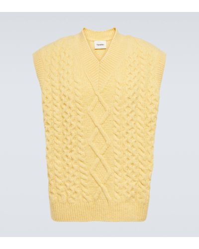 Nanushka Cable-knit Wool-blend Jumper Vest - Yellow