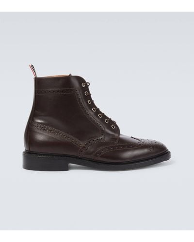 Thom Browne Leather Lace-up Brogue Boots - Brown