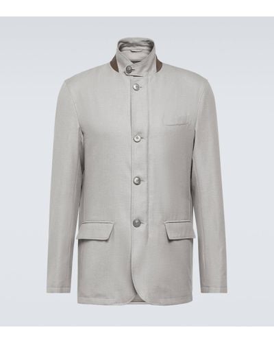 Herno Cotton, Cashmere, And Silk Coat - Grey