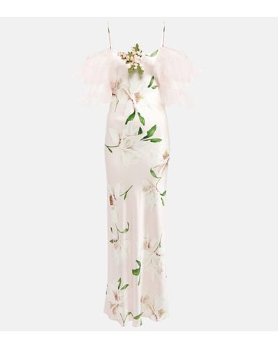 Rodarte Floral Silk Maxi Dress - White