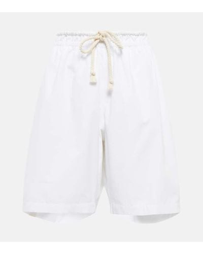 Jil Sander Shorts in cotone a vita alta - Bianco